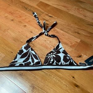 NWT Brown Halter Floral Bikini Top